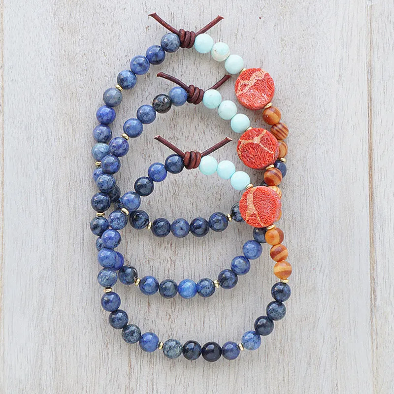 Just Begin (May 2024 Mini of the Month) | Dumortierite & Red Sponge Coral Mini Bracelet