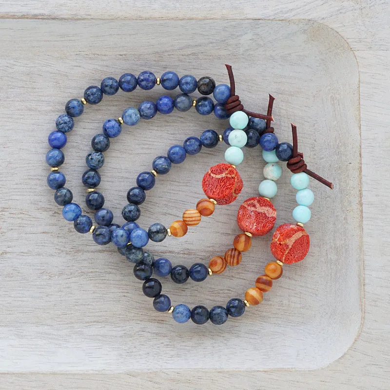 Just Begin (May 2024 Mini of the Month) | Dumortierite & Red Sponge Coral Mini Bracelet