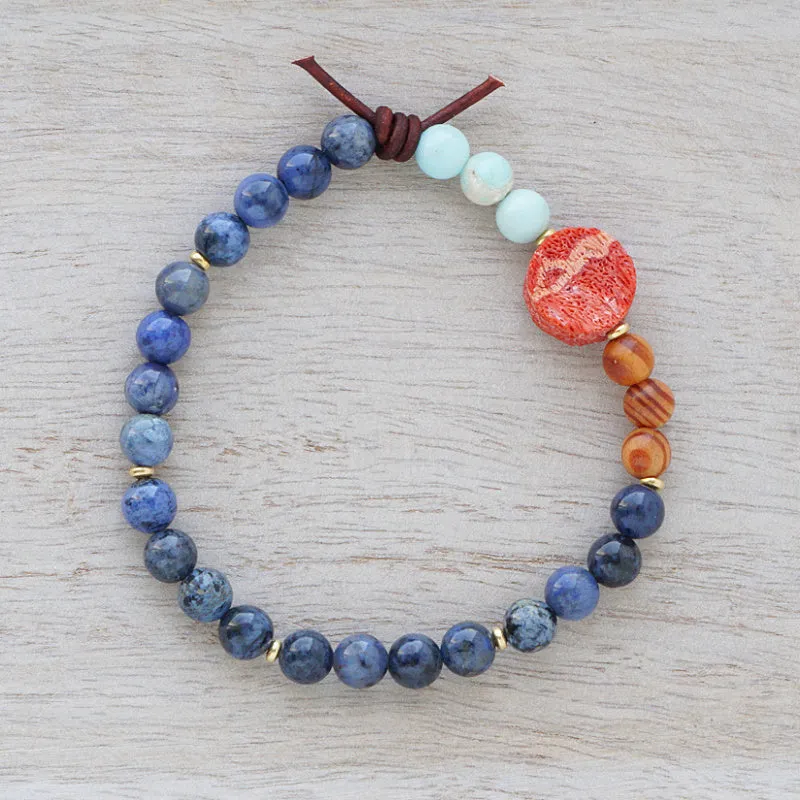Just Begin (May 2024 Mini of the Month) | Dumortierite & Red Sponge Coral Mini Bracelet