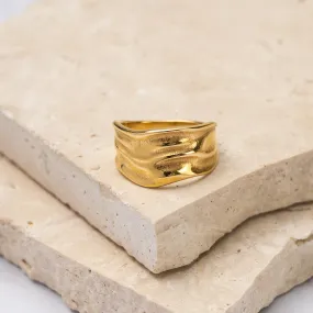 Katerina 18k gold plated wave ring
