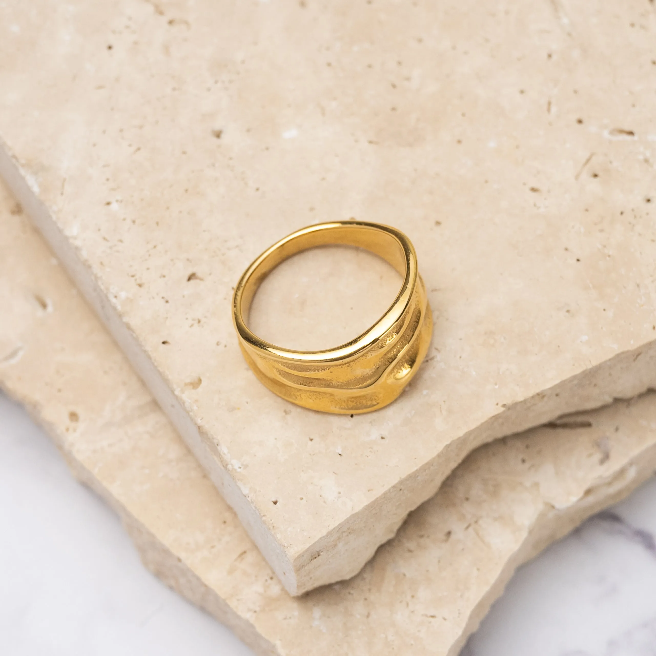 Katerina 18k gold plated wave ring