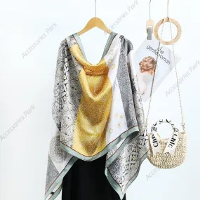 Korean version Cashew Nut Tropical Design Silk Scarf