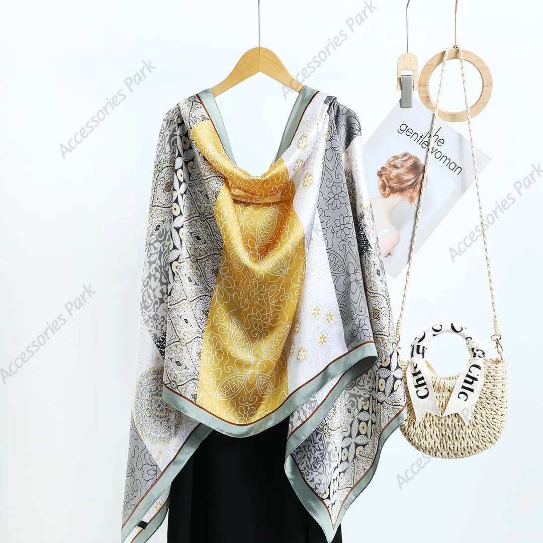 Korean version Cashew Nut Tropical Design Silk Scarf
