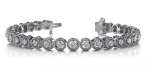 LARGE 3.0CT DIAMOND 14K WHITE GOLD 3D FILIGREE MILGRAIN ETERNITY TENNIS BRACELET
