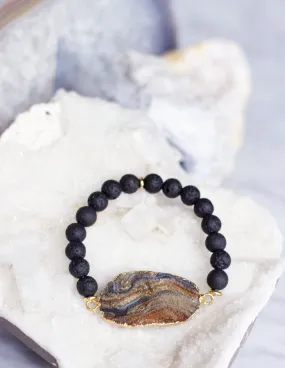 LAVA BEADS/ QUARTZ BRACELET- 0710
