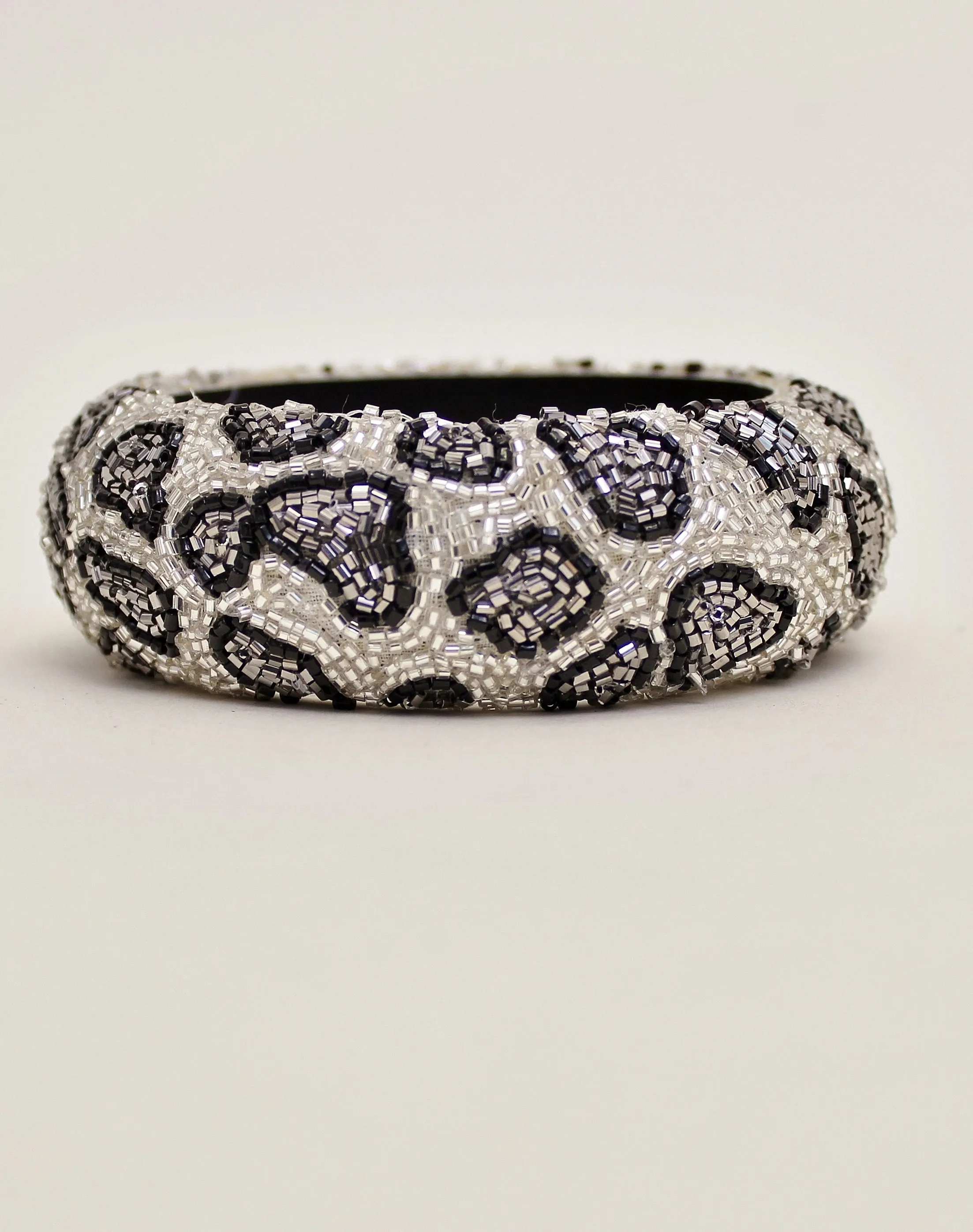 Leopard Beaded Metallic Print Bangle