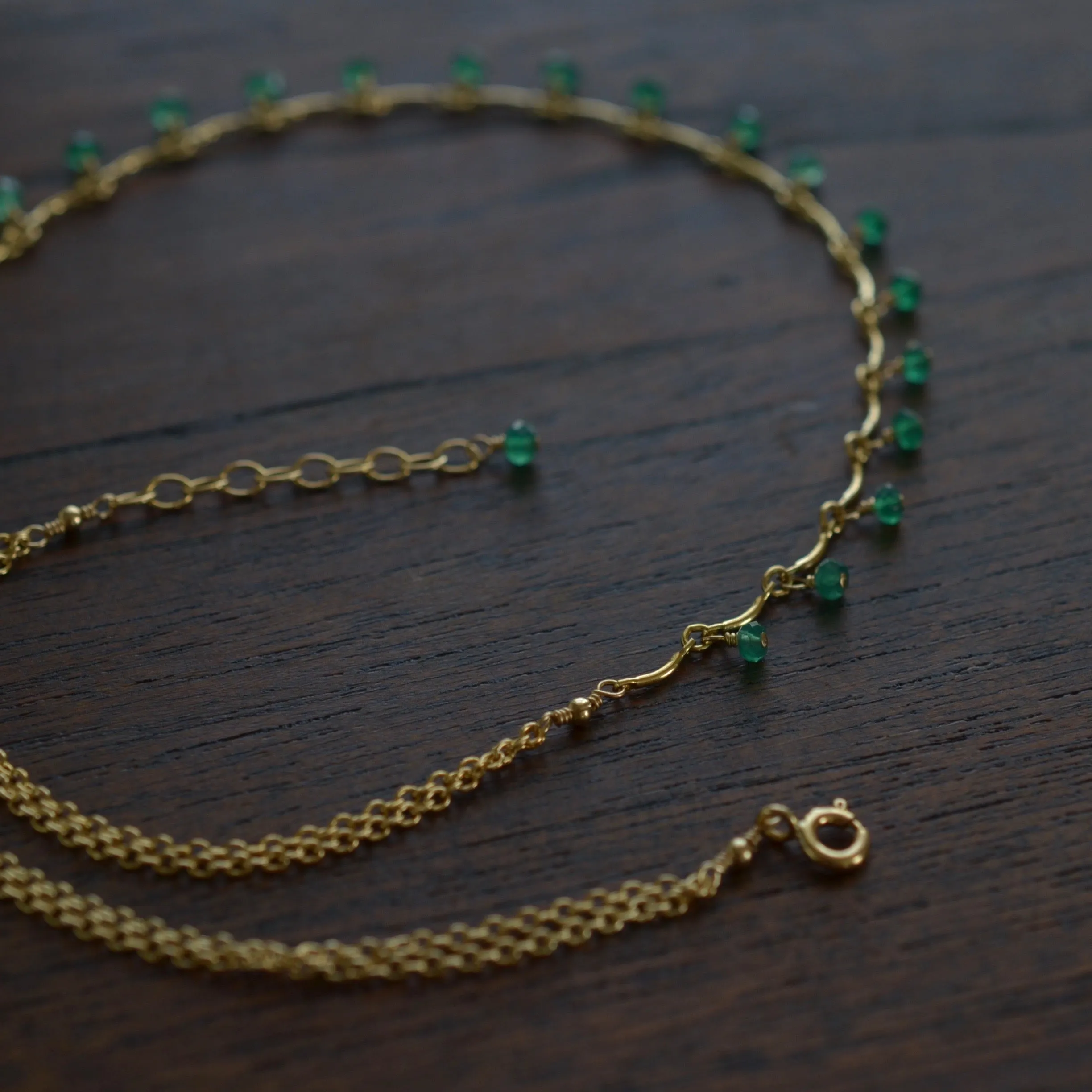 Leticia - Green Onyx, 14k Gold Filled Necklace