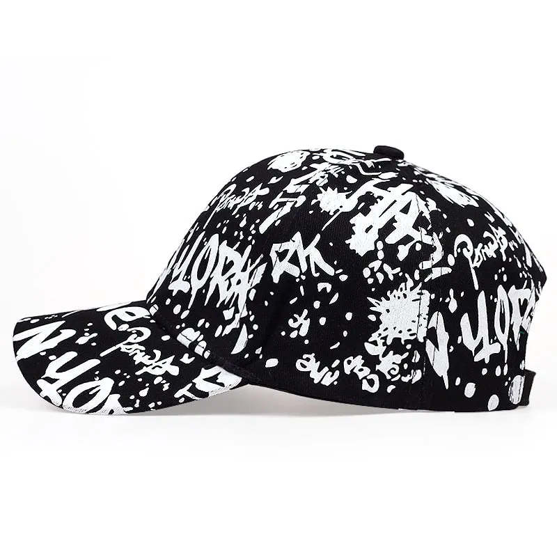 Letters graffiti printed baseball cap fashion outdoor cotton dad hat casual sports hip-hop hats men and women wild caps