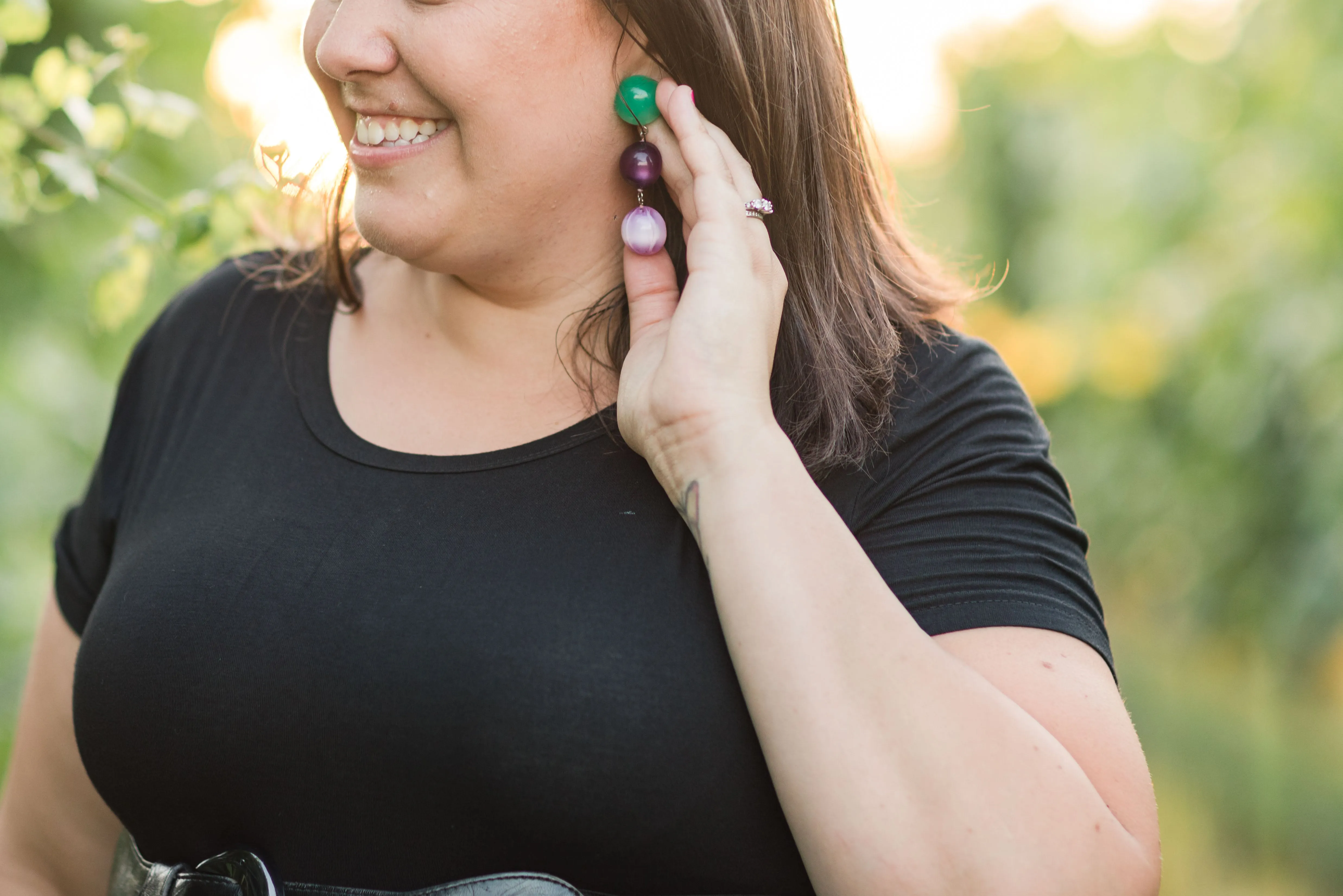 Lilac & Tangerine Moonglow Star Tri Dot Drop Earrings