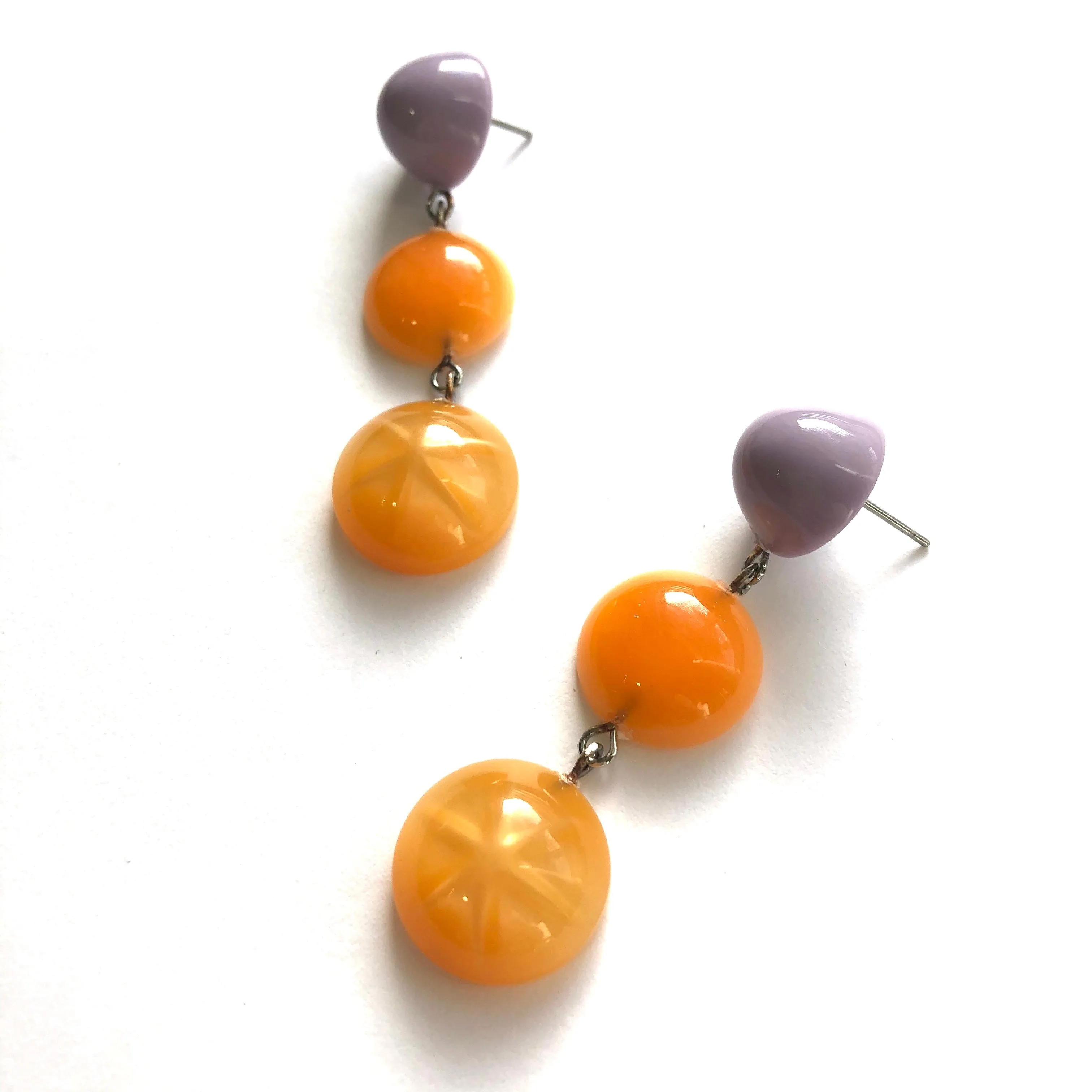 Lilac & Tangerine Moonglow Star Tri Dot Drop Earrings