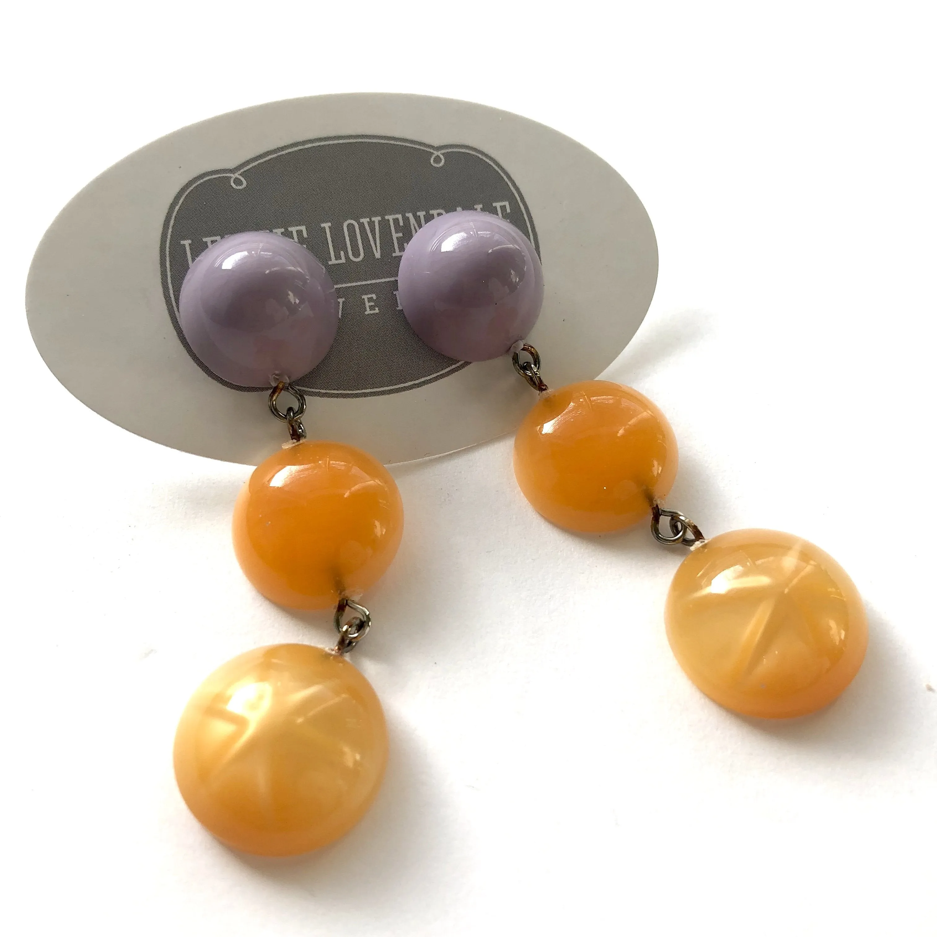 Lilac & Tangerine Moonglow Star Tri Dot Drop Earrings