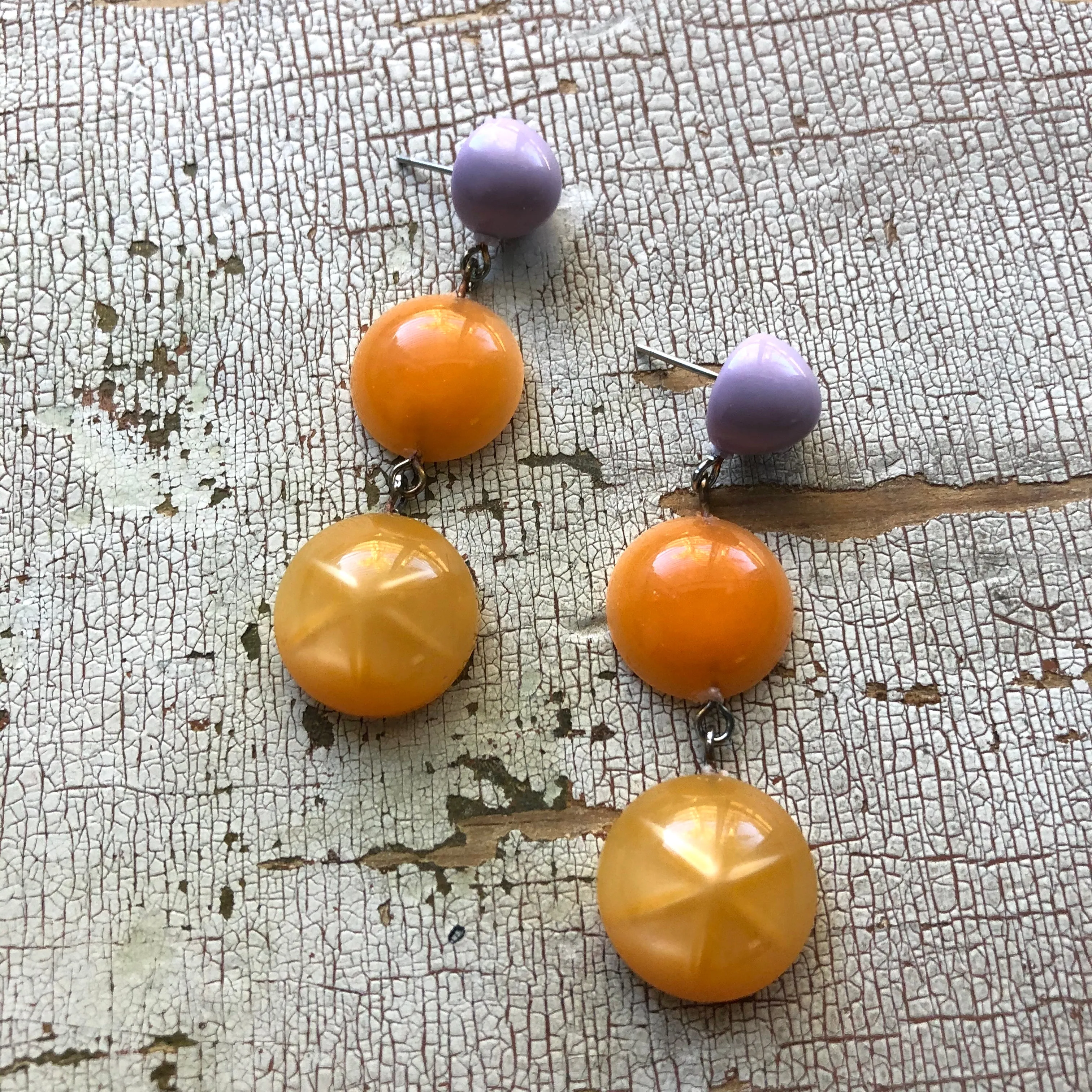 Lilac & Tangerine Moonglow Star Tri Dot Drop Earrings