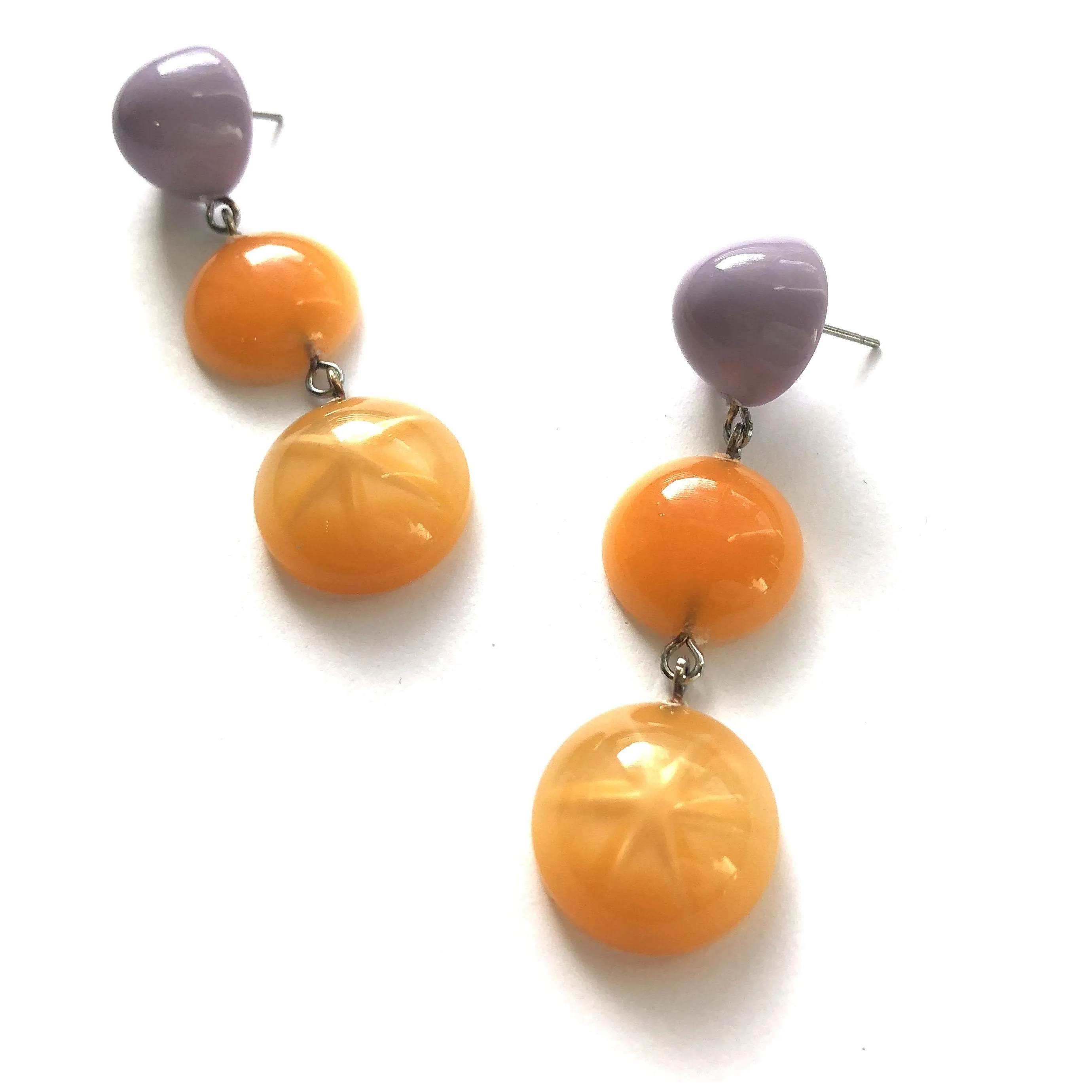 Lilac & Tangerine Moonglow Star Tri Dot Drop Earrings
