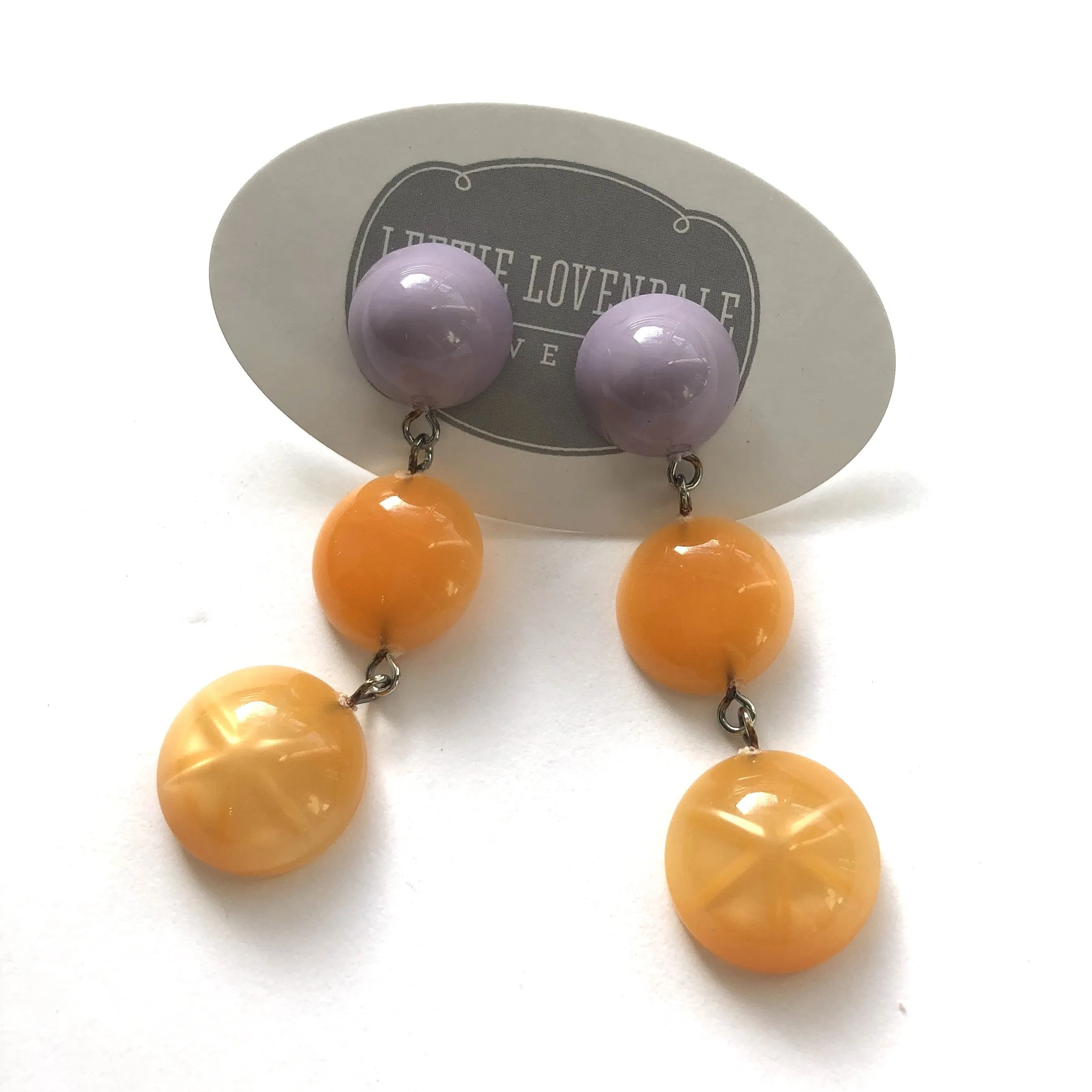 Lilac & Tangerine Moonglow Star Tri Dot Drop Earrings