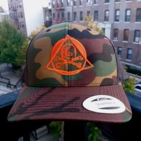 LIMITED EDITION ORANGE ON CAMO TRUCKER HAT