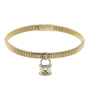 Lock Bangle in 18k Gold with Diamonds