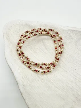 Love Maroon Beaded Bracelet Set