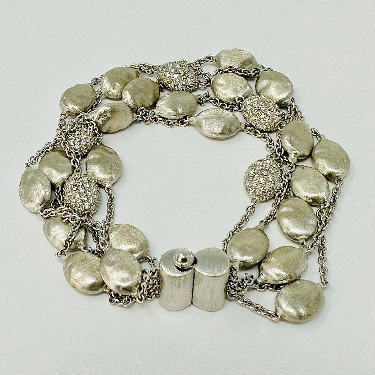 Marco Bicego 18K White Gold 5 Strand Siviglia Bracelet with 2.33ct Diamonds