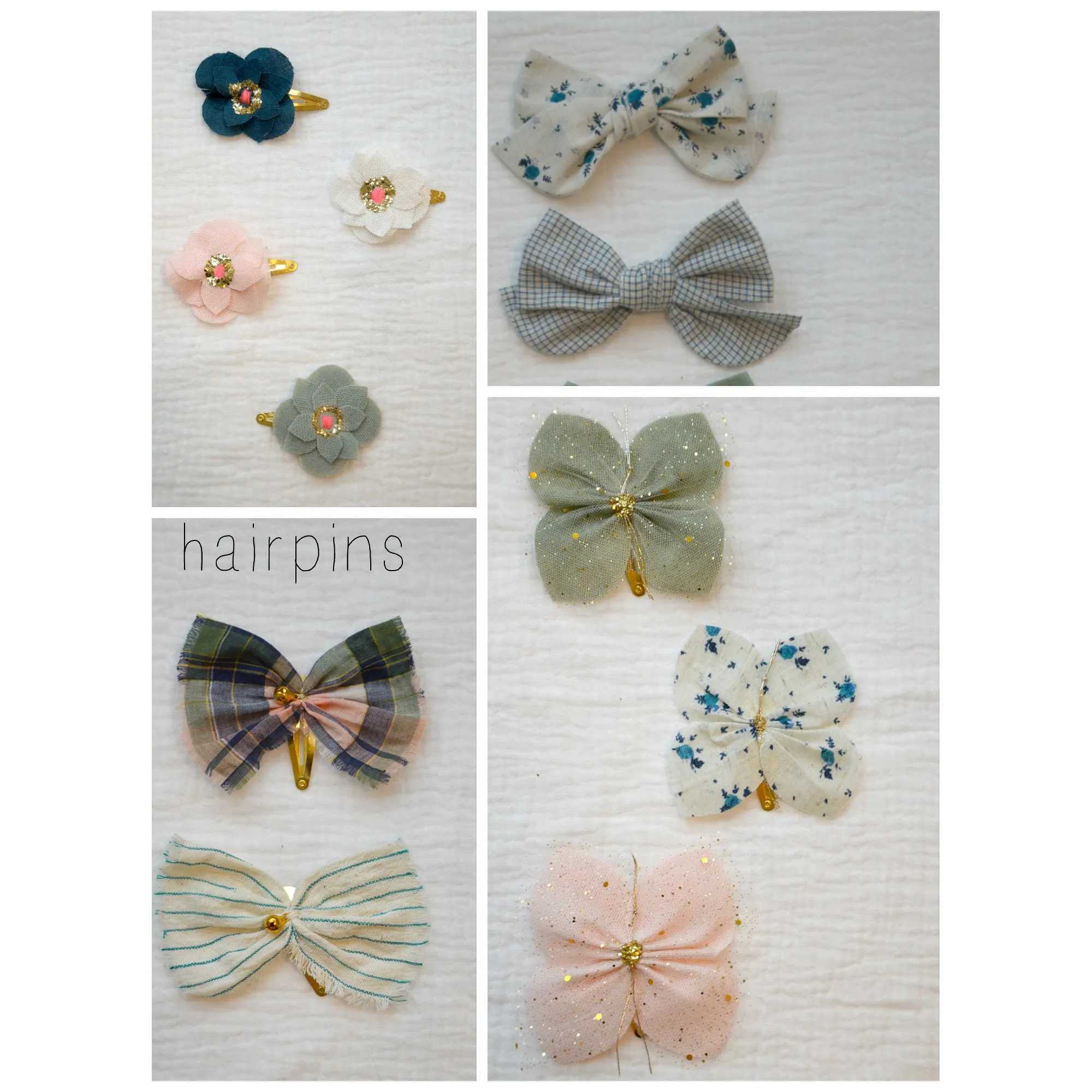 Minina Loves Hairpin Linen Butterfly Veronica Blue Flowers