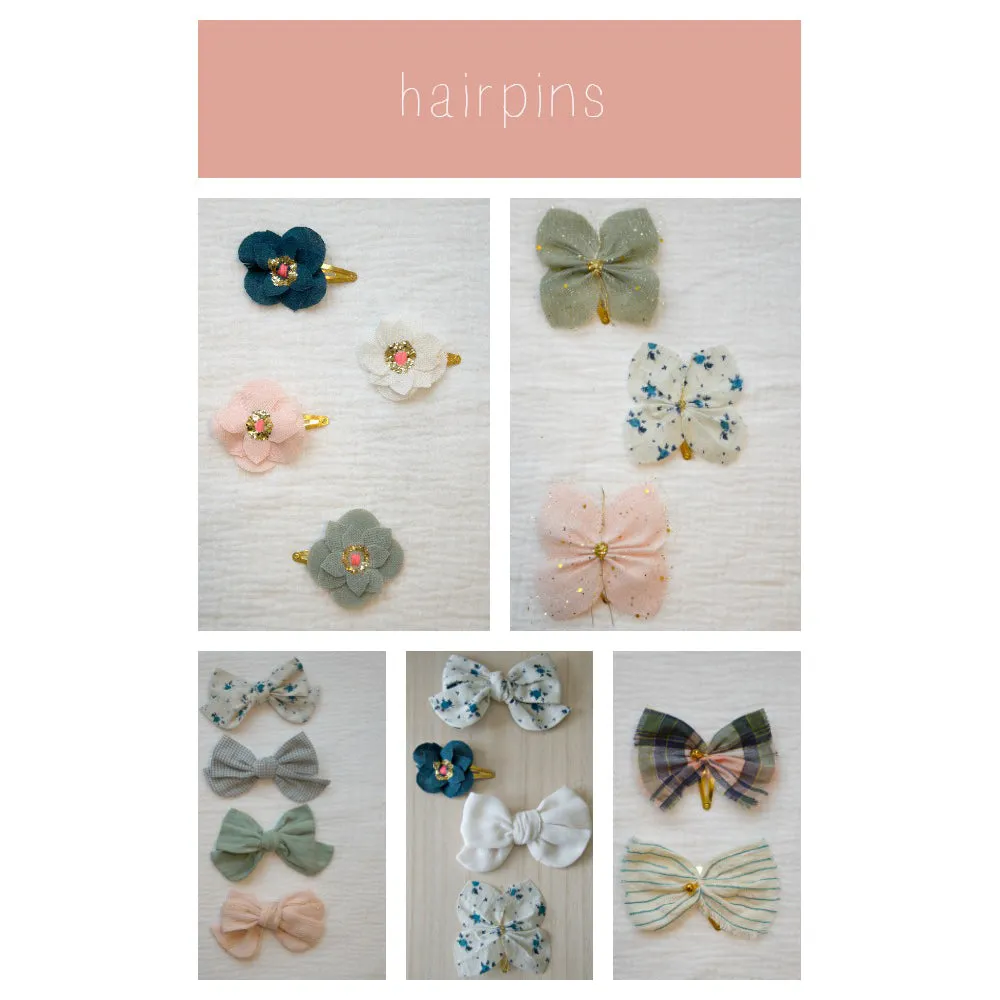 Minina Loves Hairpin Linen Butterfly Veronica Blue Flowers