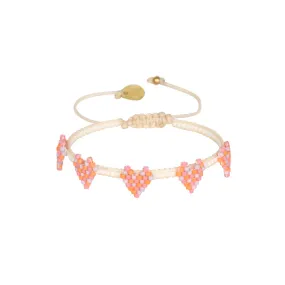 Multi Heart Row Bracelet ~ White/Purple/Coral