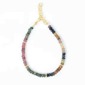 Multi-Tourmaline Bead Layer Bracelet Gold Bracelet