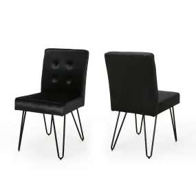 Natalie Glam Tufted Velvet Dining Chairs with Iron Legs  (Set of 2)