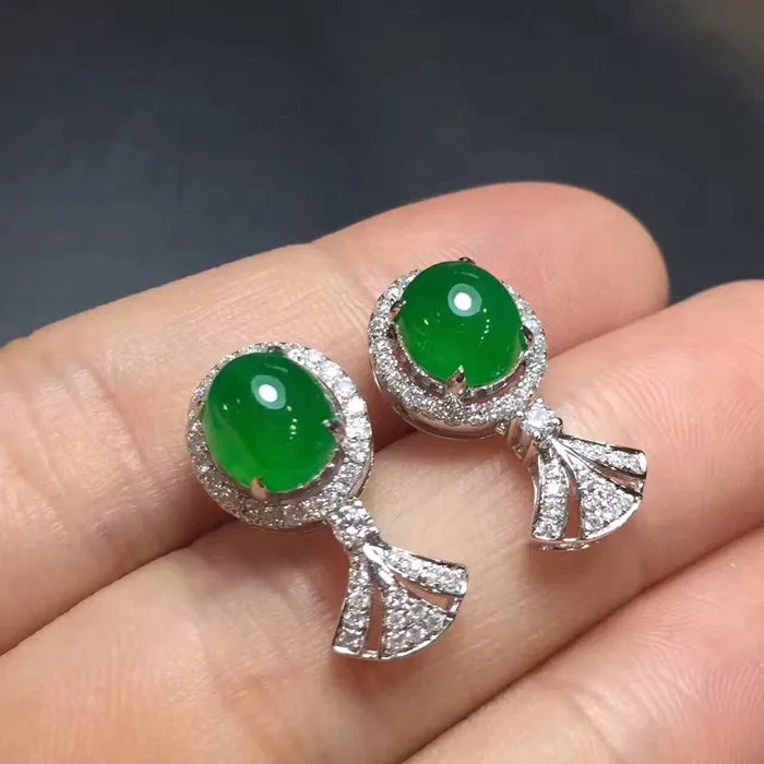 Natural Jade Earrings Jadeite Earrings NEG21