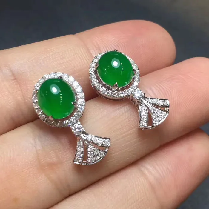 Natural Jade Earrings Jadeite Earrings NEG21