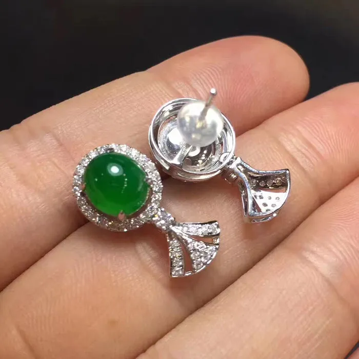 Natural Jade Earrings Jadeite Earrings NEG21