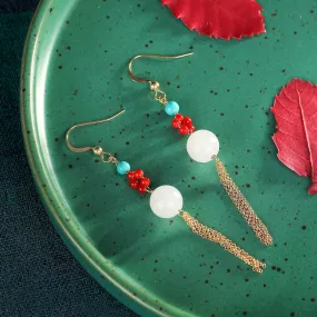 Natural Jade Earrings Nephrite Agate Silver Earrings ZNE435