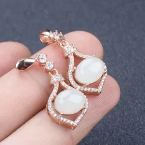 Natural Jade Earrings Nephrite Silver Earrings NE138