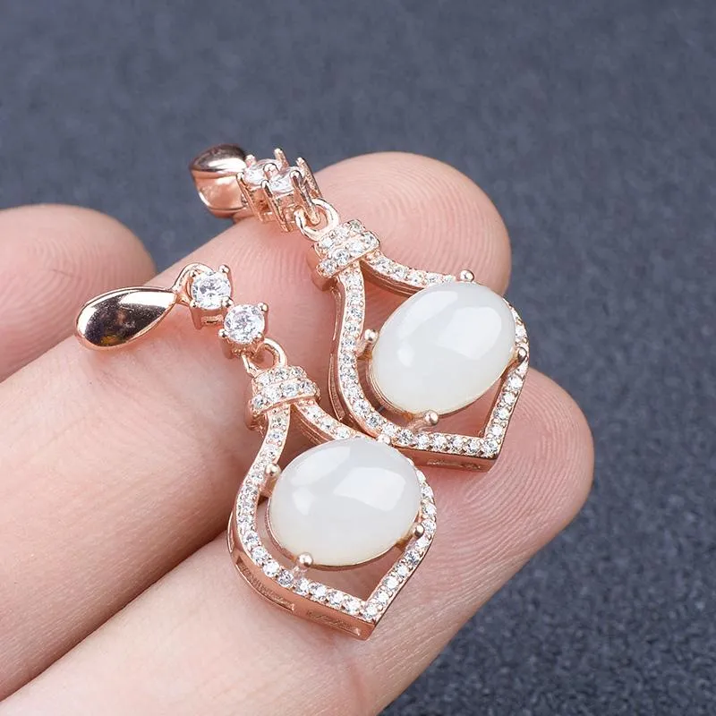 Natural Jade Earrings Nephrite Silver Earrings NE138