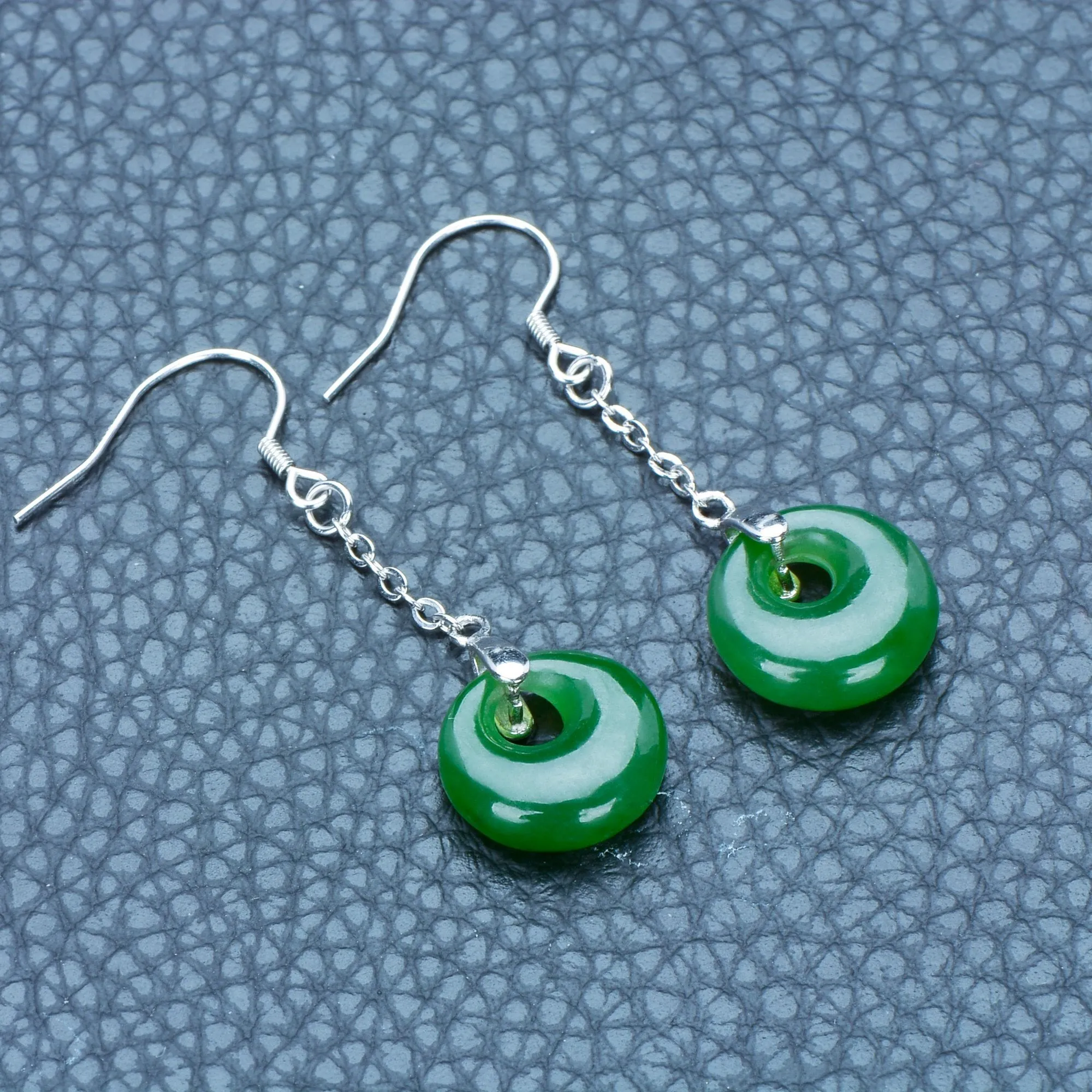 Natural Jade Earrings Nephrite Silver Earrings NE140