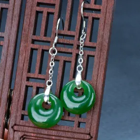 Natural Jade Earrings Nephrite Silver Earrings NE140
