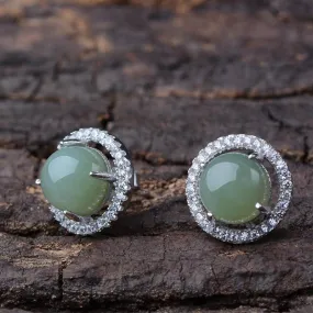 Natural Jade Earrings Nephrite Silver Earrings NE141