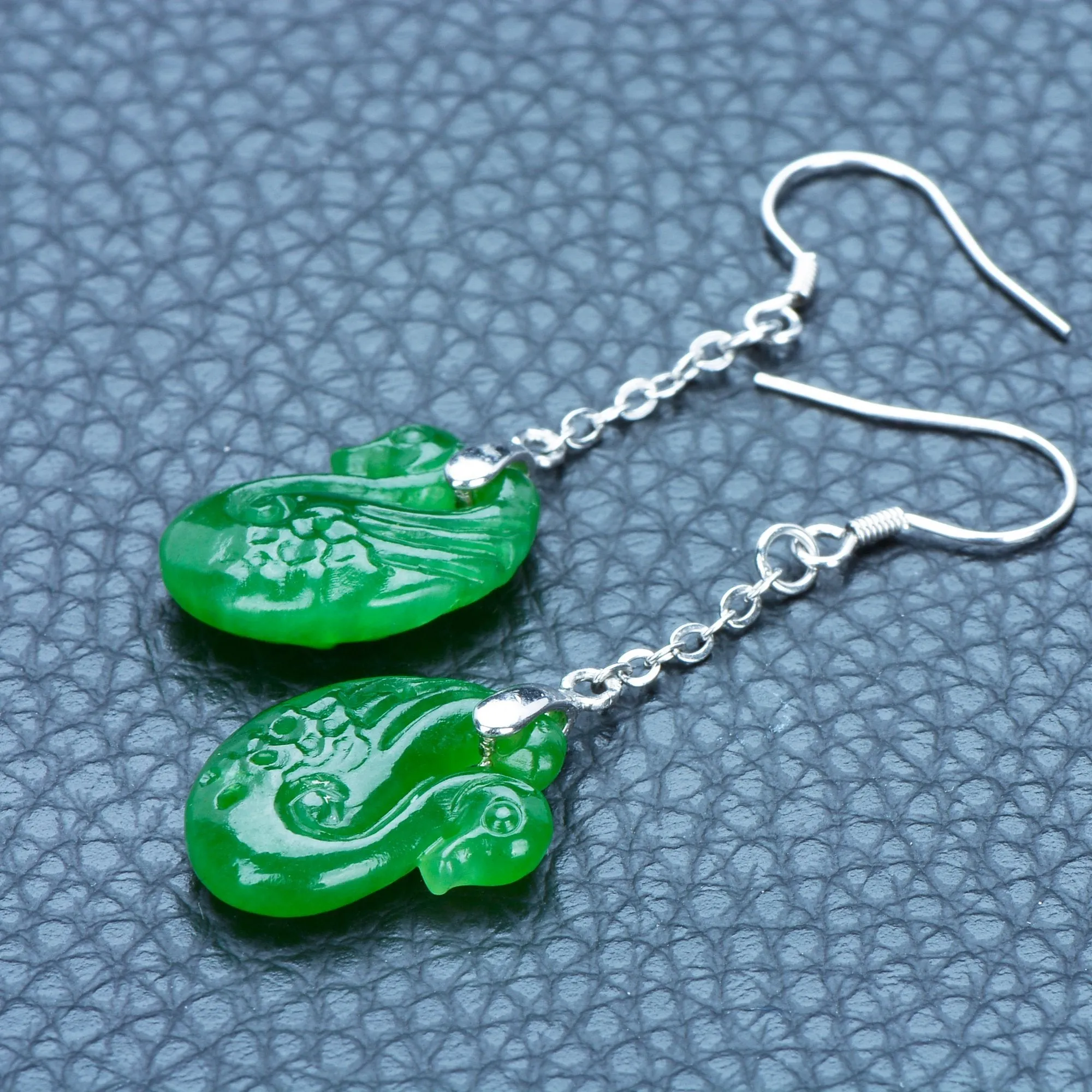 Natural Jade Earrings Nephrite Silver Earrings NE145