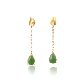 Natural Jade Earrings Nephrite Silver Earrings ZEG535