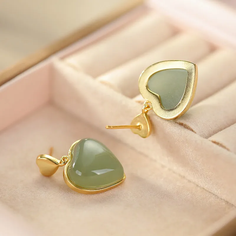Natural Jade Earrings Nephrite Silver Earrings ZNE193