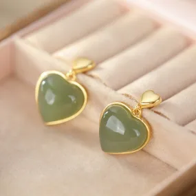 Natural Jade Earrings Nephrite Silver Earrings ZNE193