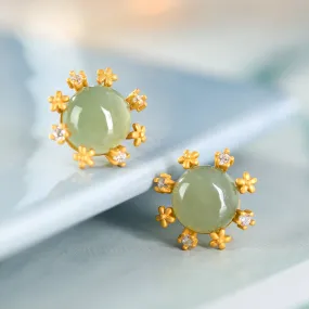 Natural Jade Earrings Nephrite Silver Earrings ZNE245
