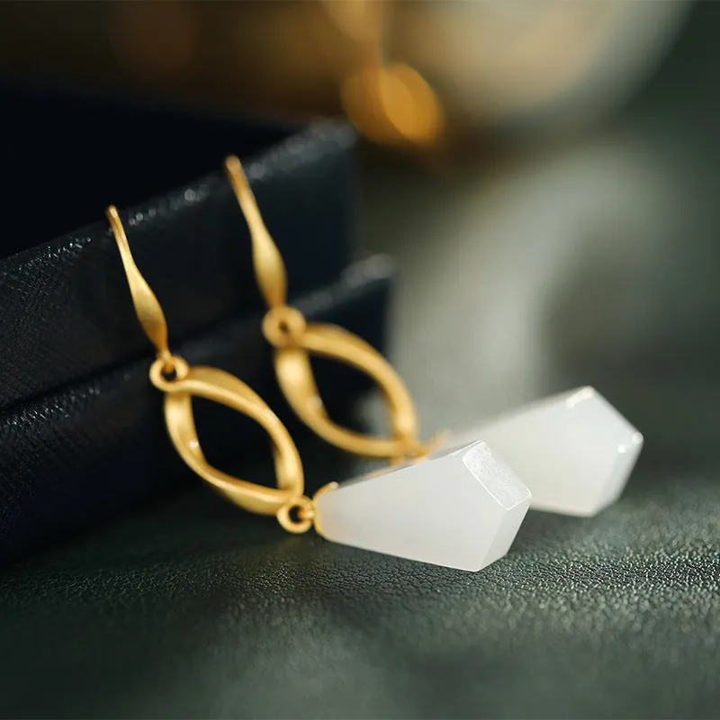 Natural Jade Earrings Nephrite Silver Earrings ZNE323