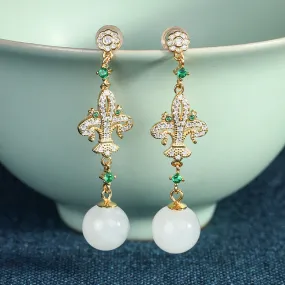 Natural Jade Earrings Nephrite Silver Earrings ZNE397