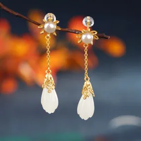 Natural Jade Earrings Nephrite Silver Earrings ZNE422