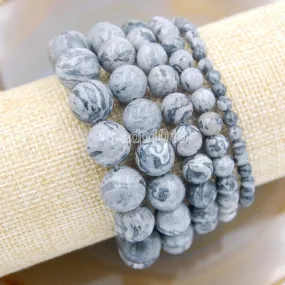 Natural Map Jasper Gemstone Beads Stretch Bracelet Healing Reiki