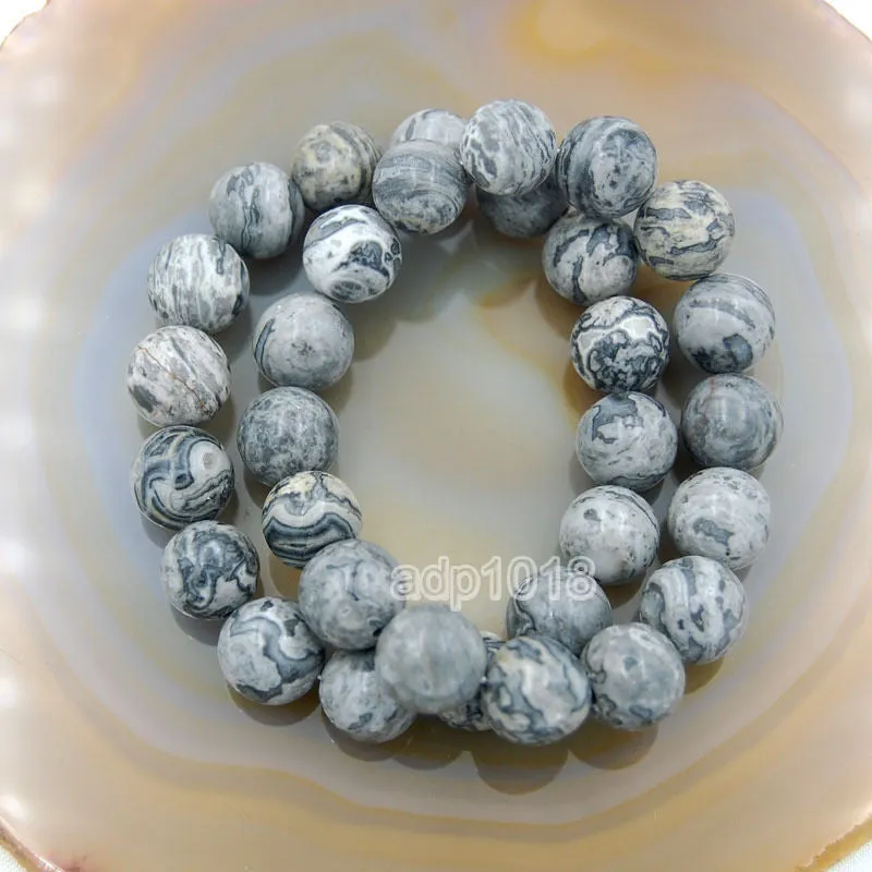 Natural Map Jasper Gemstone Beads Stretch Bracelet Healing Reiki