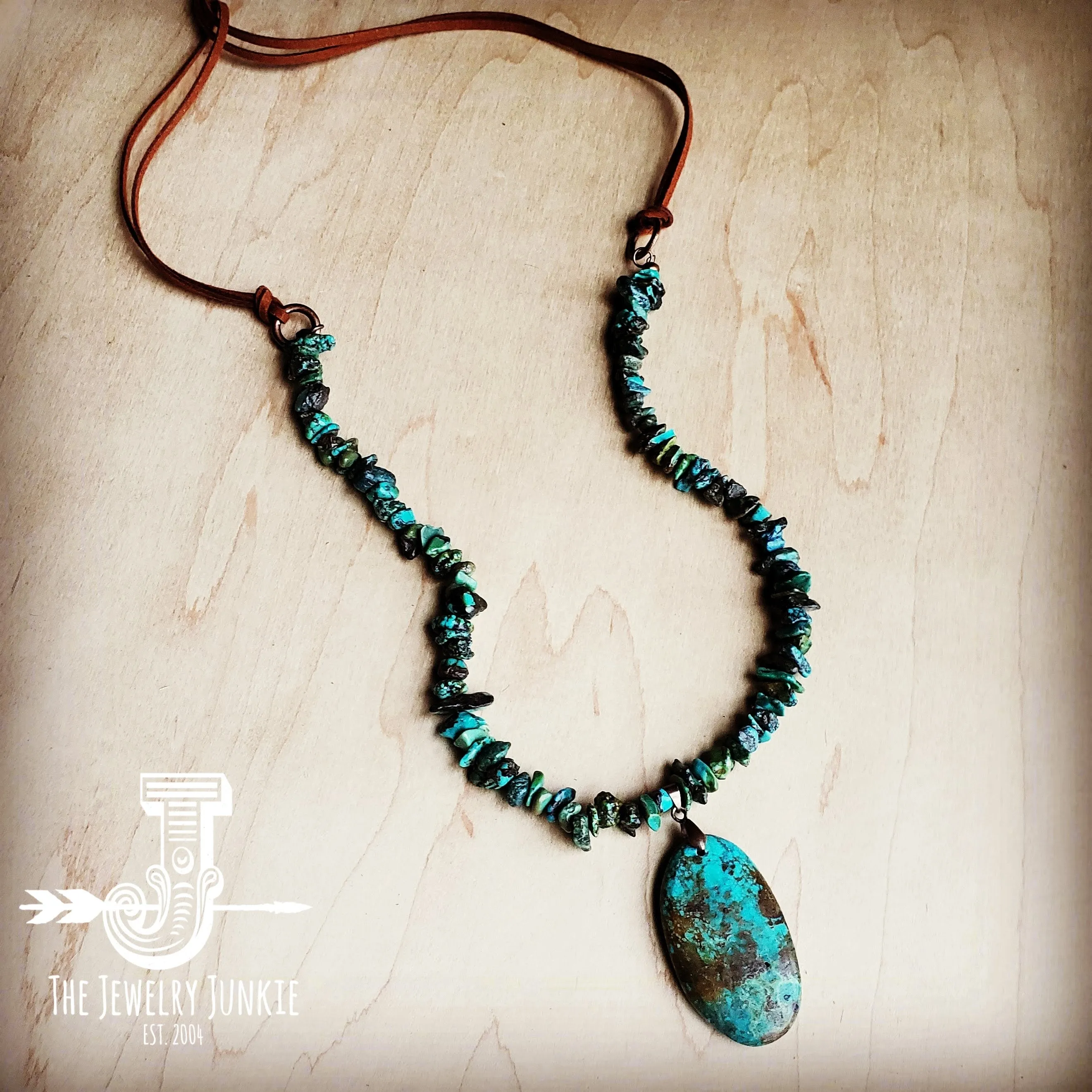 Natural Turquoise Chunky Necklace with Large Natural Pendant 250f