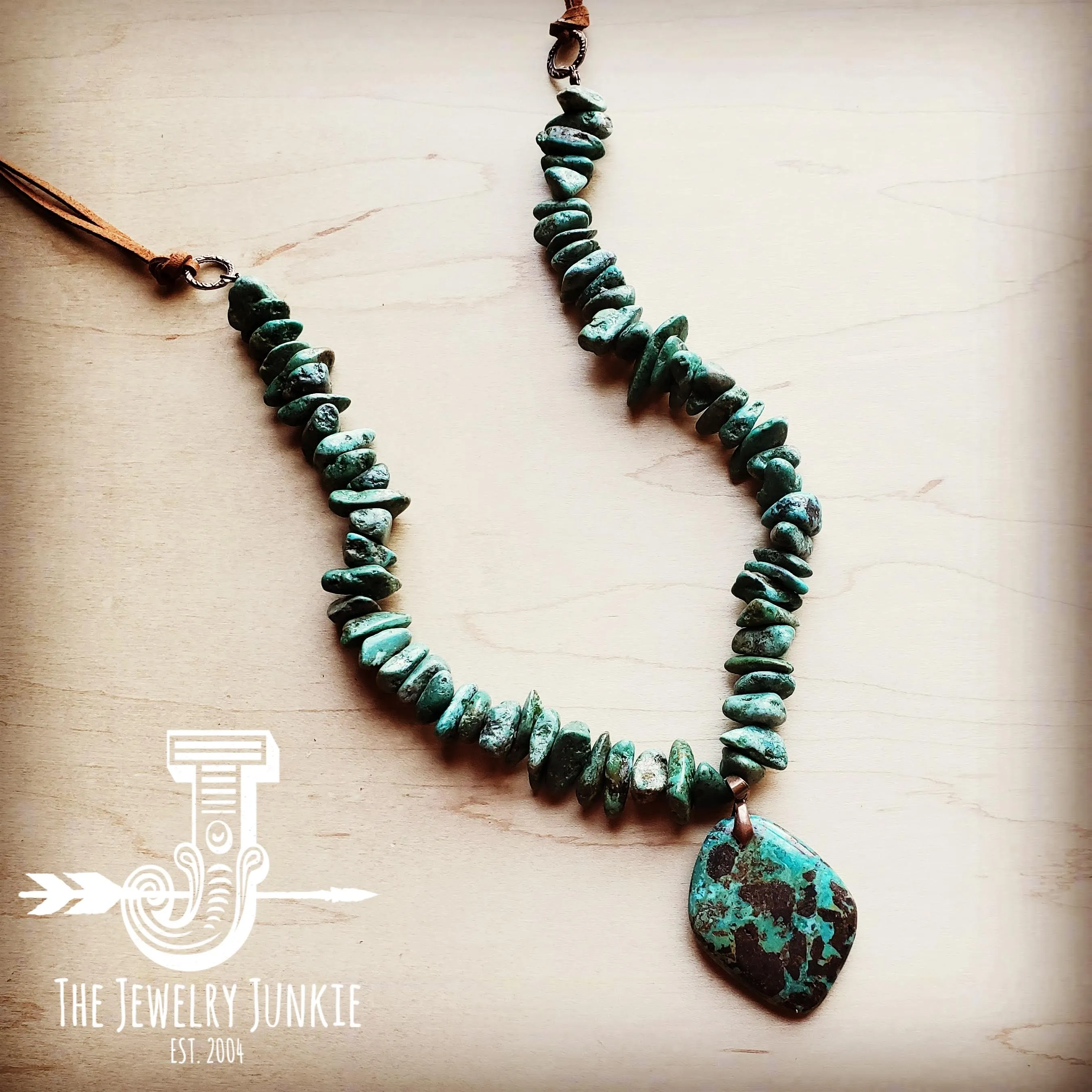 Natural Turquoise Chunky Necklace with Large Natural Pendant 250f