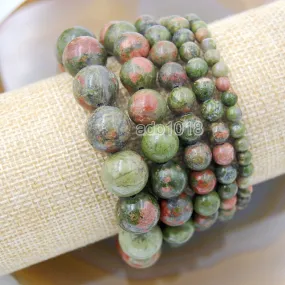 Natural Unakite Jasper Gemstone Beads Stretch Bracelet Healing Reiki