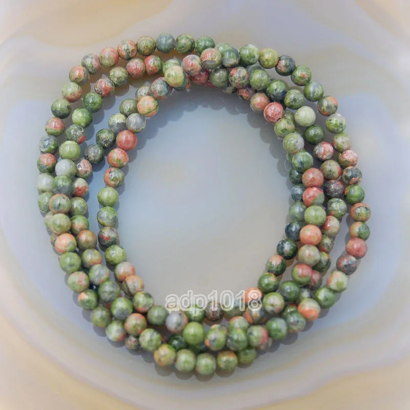 Natural Unakite Jasper Gemstone Beads Stretch Bracelet Healing Reiki